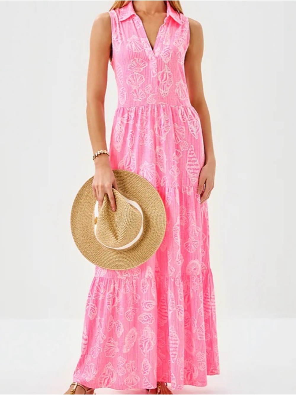 Lilly Pulitzer Riegan Maxi Dress in Rousseau Pink Cool as Shell. XL. NWT